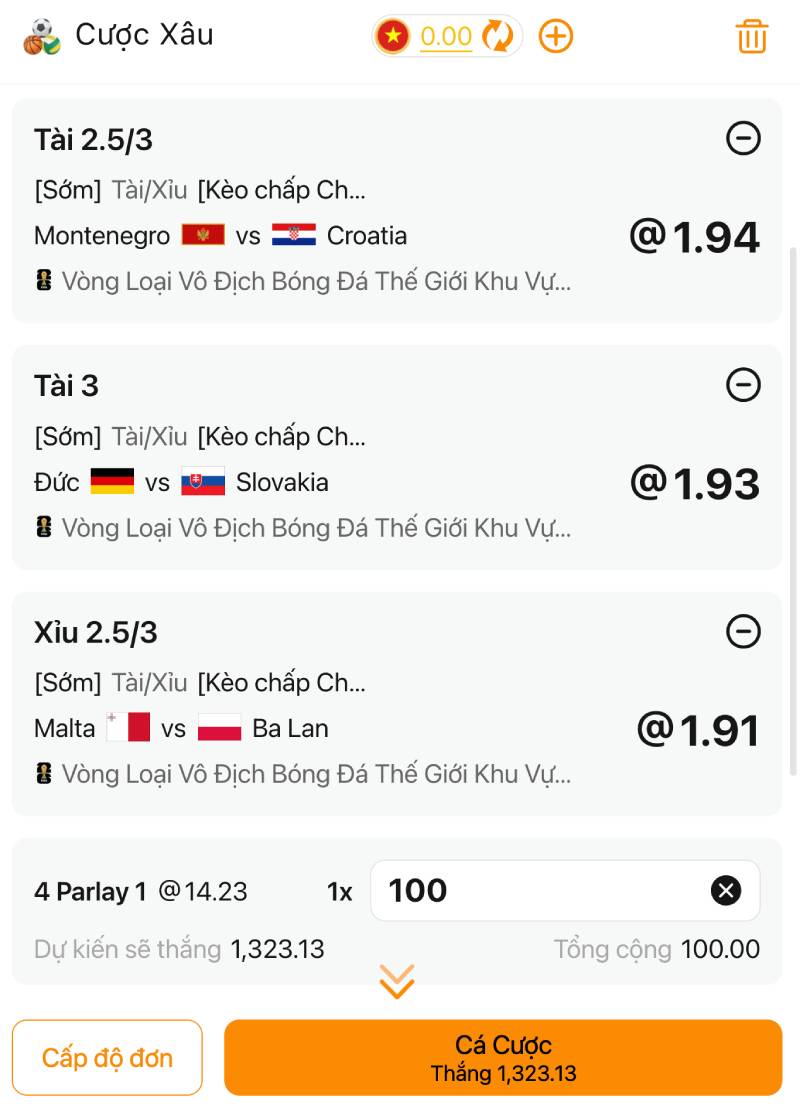Kèo xiên tài xỉu (O/U)