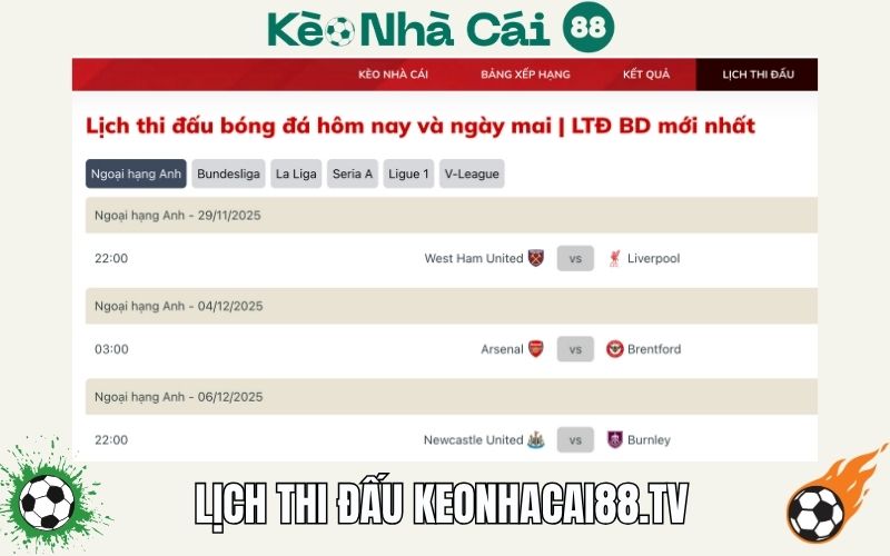 Lịch thi đấu Keonhacai88.tv có gì nổi bật?